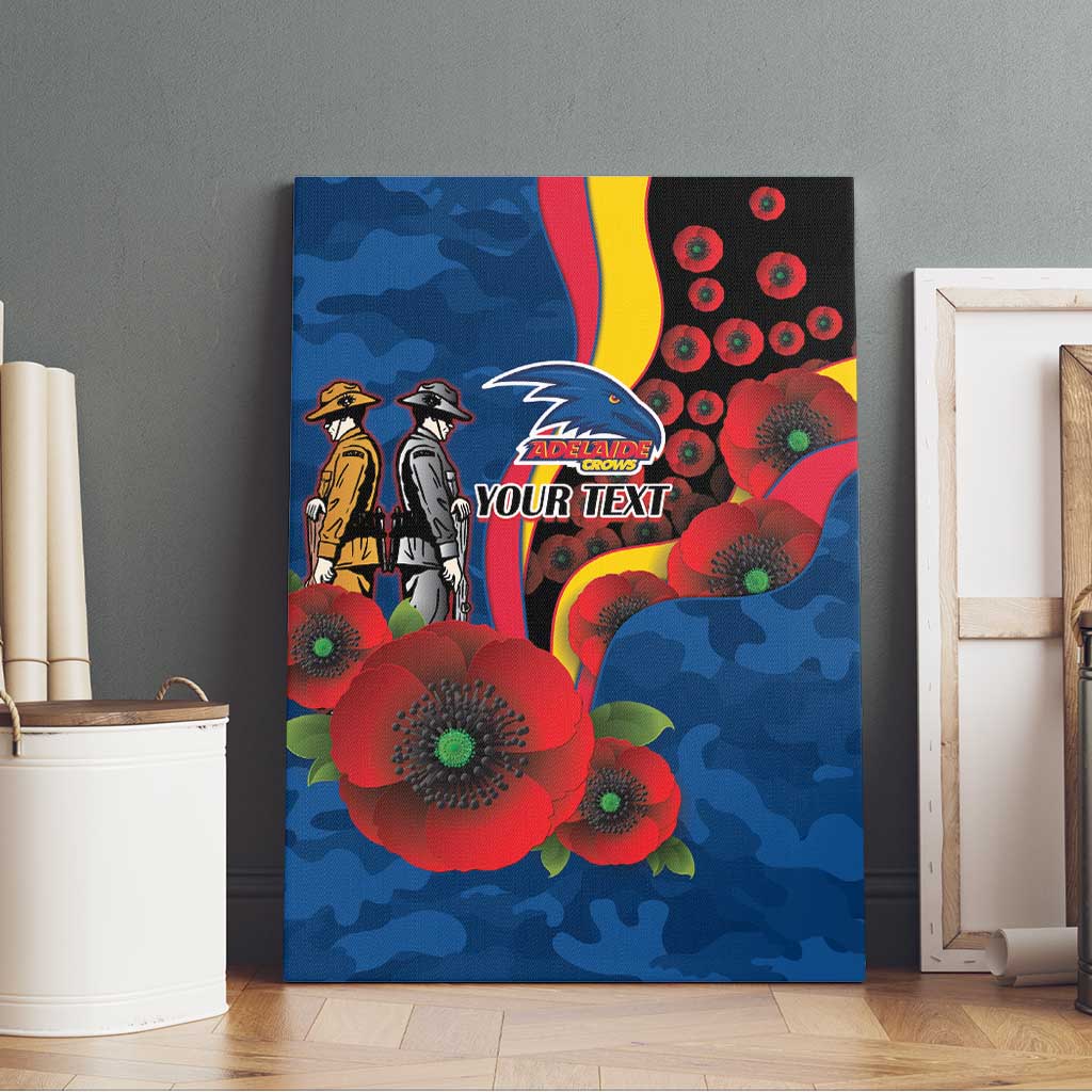 Adelaide Crows ANZAC Personalised Canvas Wall Art Lest We Forget Poppy Camo