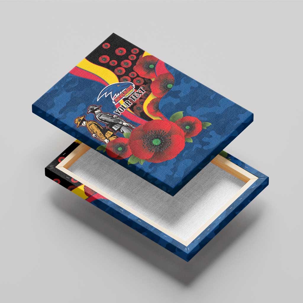 Adelaide Crows ANZAC Personalised Canvas Wall Art Lest We Forget Poppy Camo