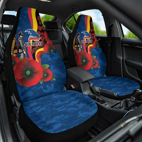Adelaide Crows ANZAC Personalised Car Seat Cover Lest We Forget Poppy Camo