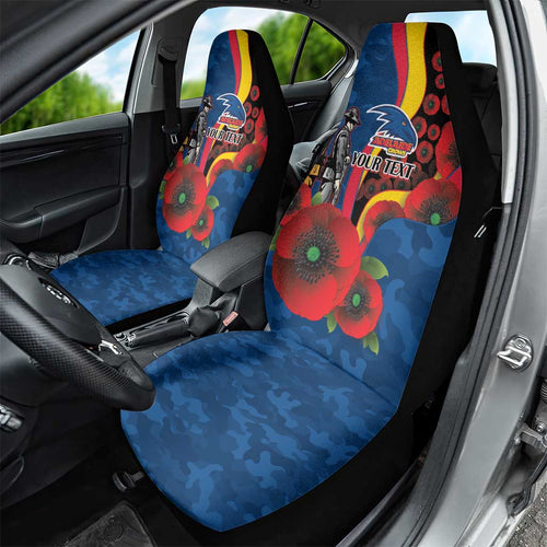 Adelaide Crows ANZAC Personalised Car Seat Cover Lest We Forget Poppy Camo