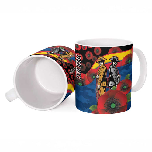 Adelaide Crows ANZAC Personalised Ceramic Mug Lest We Forget Poppy Camo