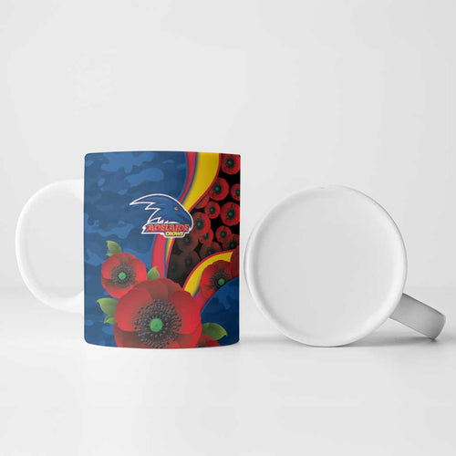Adelaide Crows ANZAC Personalised Ceramic Mug Lest We Forget Poppy Camo