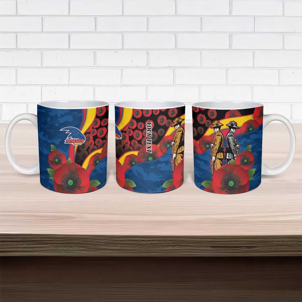 Adelaide Crows ANZAC Personalised Ceramic Mug Lest We Forget Poppy Camo