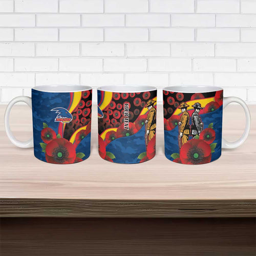 Adelaide Crows ANZAC Personalised Ceramic Mug Lest We Forget Poppy Camo