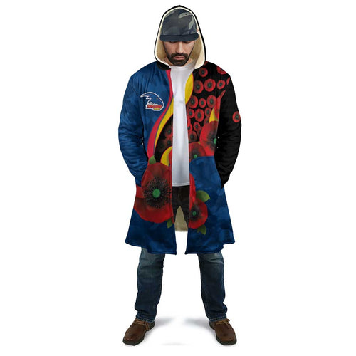 Adelaide Crows ANZAC Personalised Cloak Lest We Forget Poppy Camo