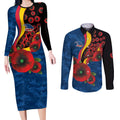 Adelaide Crows ANZAC Personalised Couples Matching Long Sleeve Bodycon Dress and Long Sleeve Button Shirt Lest We Forget Poppy Camo