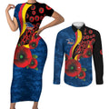 Adelaide Crows ANZAC Personalised Couples Matching Short Sleeve Bodycon Dress and Long Sleeve Button Shirt Lest We Forget Poppy Camo