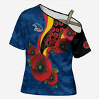 Adelaide Crows ANZAC Personalised Cross Shoulder Shirt Lest We Forget Poppy Camo