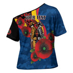 Adelaide Crows ANZAC Personalised Cross Shoulder Shirt Lest We Forget Poppy Camo