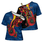 Adelaide Crows ANZAC Personalised Cross Shoulder Shirt Lest We Forget Poppy Camo