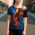 Adelaide Crows ANZAC Personalised Cross Shoulder Shirt Lest We Forget Poppy Camo