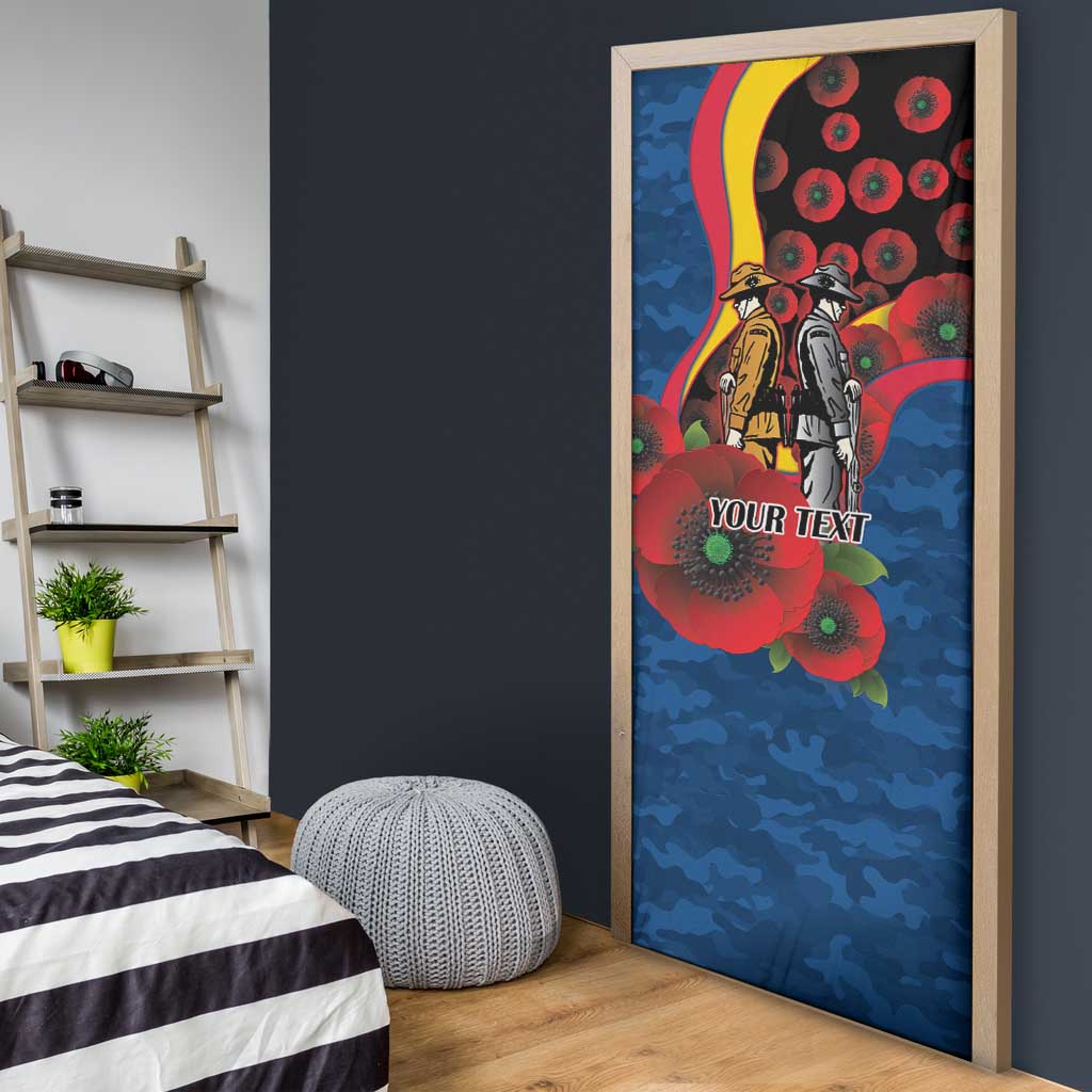 Adelaide Crows ANZAC Personalised Door Cover Lest We Forget Poppy Camo