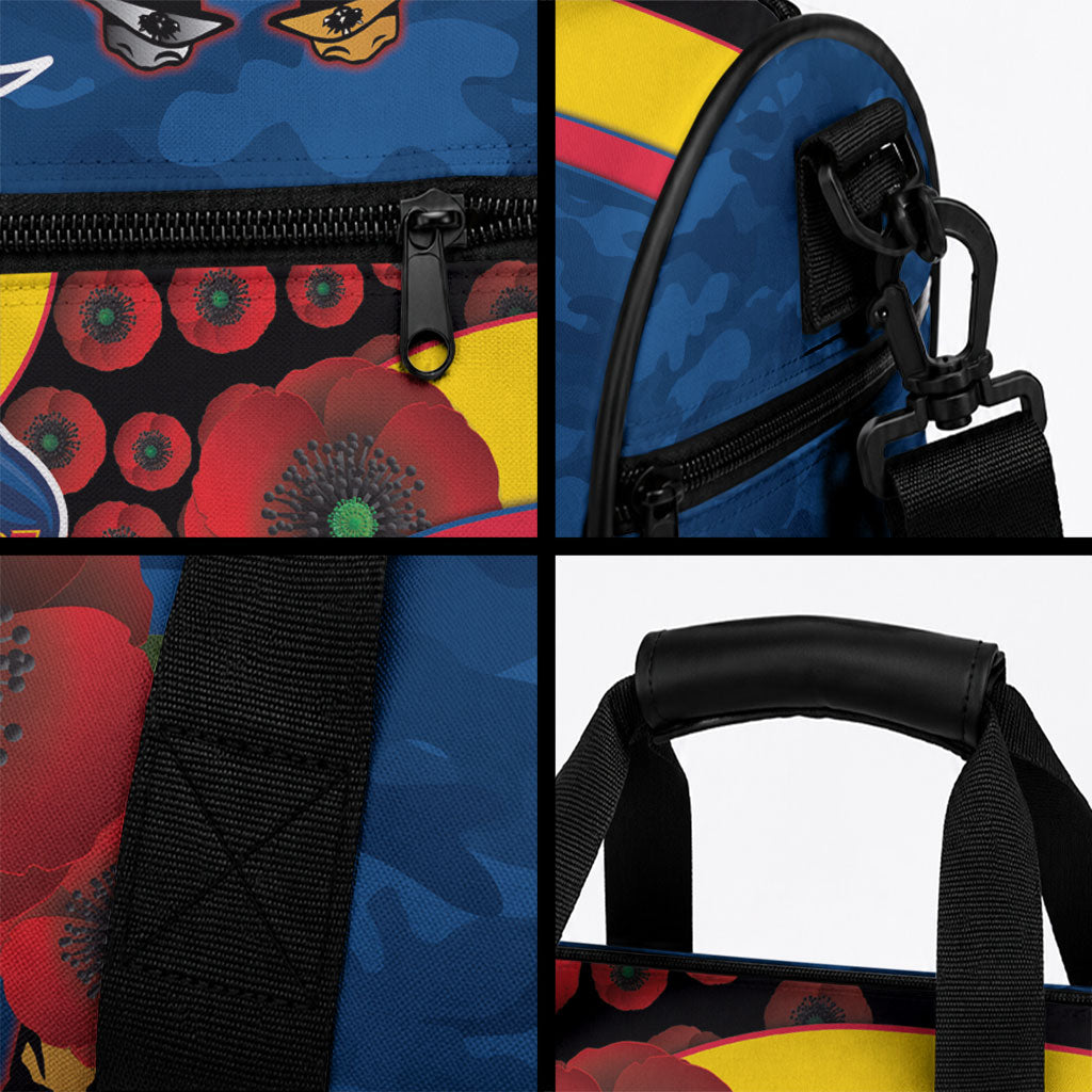 Adelaide Crows ANZAC Personalised Duffle Bag Lest We Forget Poppy Camo