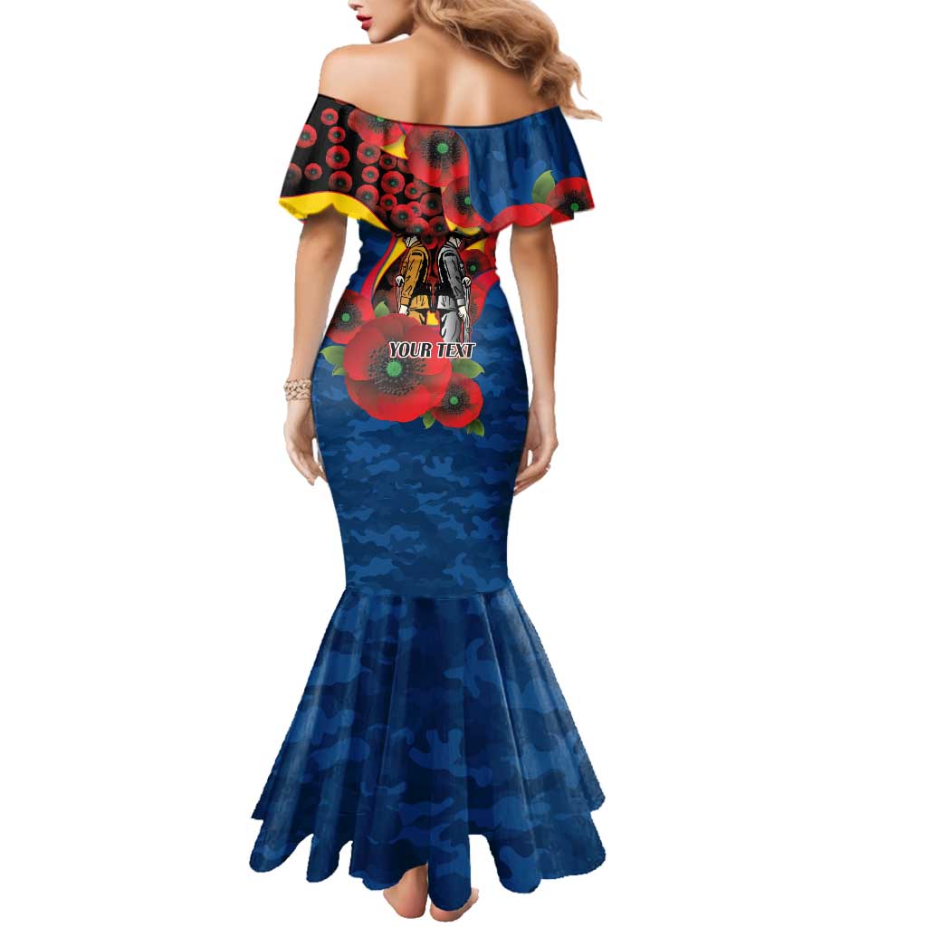 Adelaide Crows ANZAC Personalised Family Matching Mermaid Dress and Hawaiian Shirt Lest We Forget Poppy Camo