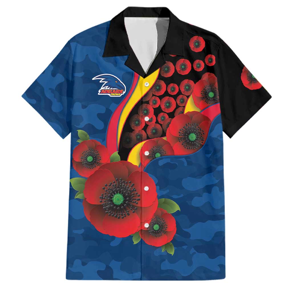 Adelaide Crows ANZAC Personalised Family Matching Off Shoulder Maxi Dress and Hawaiian Shirt Lest We Forget Poppy Camo