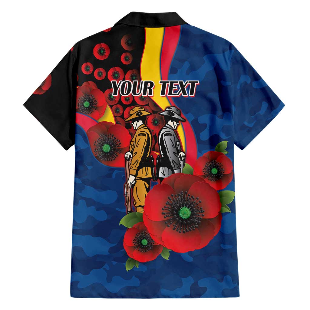 Adelaide Crows ANZAC Personalised Family Matching Off Shoulder Maxi Dress and Hawaiian Shirt Lest We Forget Poppy Camo