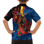 Adelaide Crows ANZAC Personalised Family Matching Puletasi and Hawaiian Shirt Lest We Forget Poppy Camo