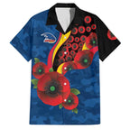 Adelaide Crows ANZAC Personalised Family Matching Puletasi and Hawaiian Shirt Lest We Forget Poppy Camo