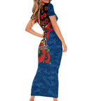 Adelaide Crows ANZAC Personalised Family Matching Short Sleeve Bodycon Dress and Hawaiian Shirt Lest We Forget Poppy Camo
