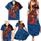 Adelaide Crows ANZAC Personalised Family Matching Summer Maxi Dress and Hawaiian Shirt Lest We Forget Poppy Camo