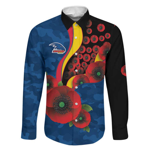 Adelaide Crows ANZAC Personalised Family Matching Summer Maxi Dress and Hawaiian Shirt Lest We Forget Poppy Camo