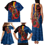 Adelaide Crows ANZAC Personalised Family Matching Tank Maxi Dress and Hawaiian Shirt Lest We Forget Poppy Camo