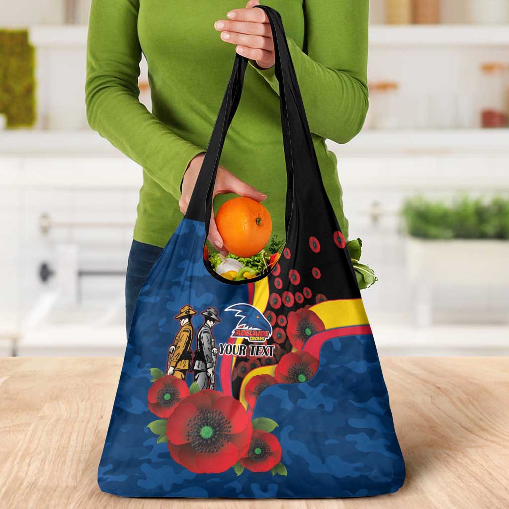 Adelaide Crows ANZAC Personalised Grocery Bag Lest We Forget Poppy Camo