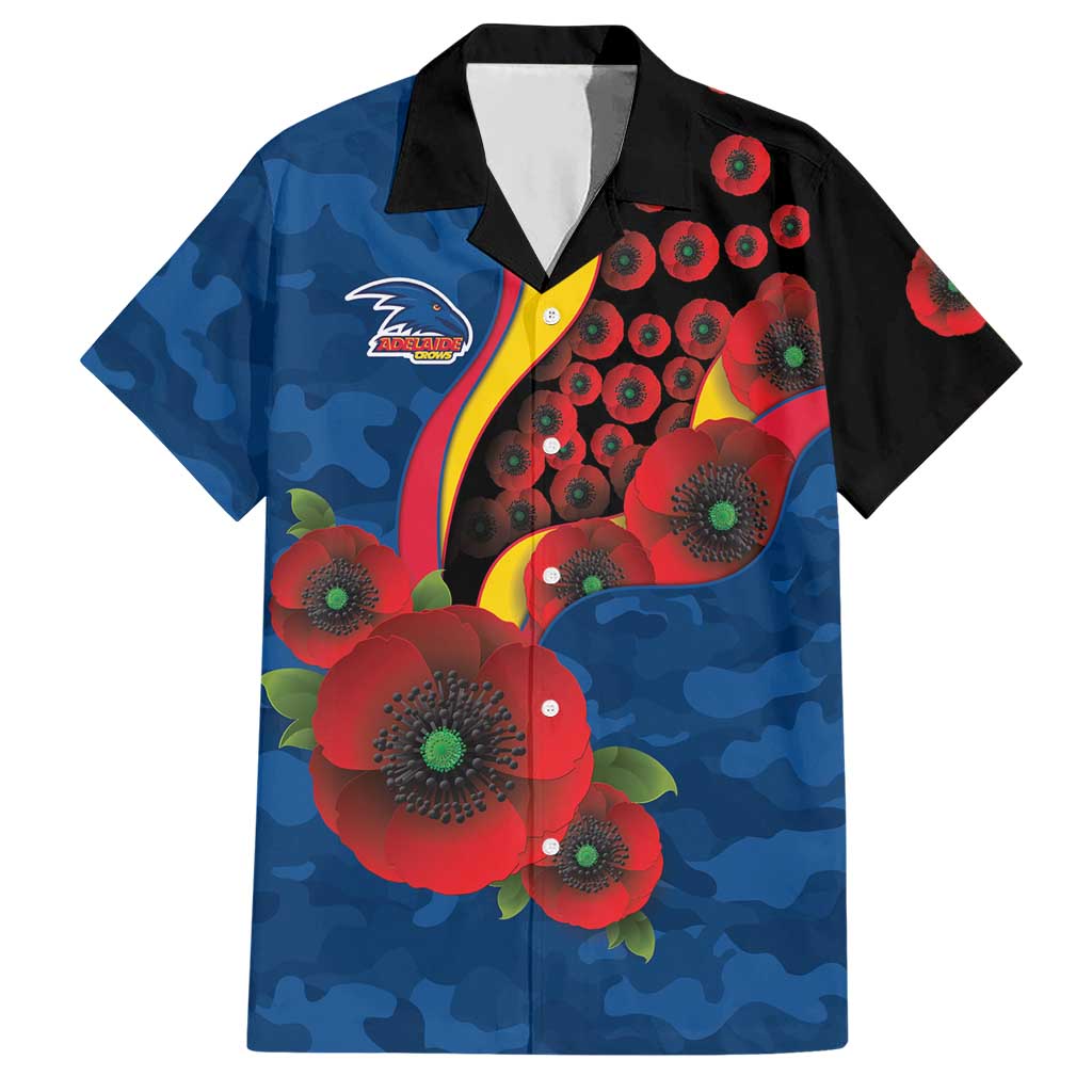 Adelaide Crows ANZAC Personalised Hawaiian Shirt Lest We Forget Poppy Camo