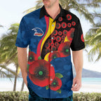 Adelaide Crows ANZAC Personalised Hawaiian Shirt Lest We Forget Poppy Camo