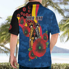 Adelaide Crows ANZAC Personalised Hawaiian Shirt Lest We Forget Poppy Camo