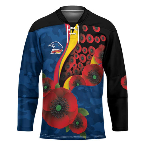 Adelaide Crows ANZAC Personalised Hockey Jersey Lest We Forget Poppy Camo
