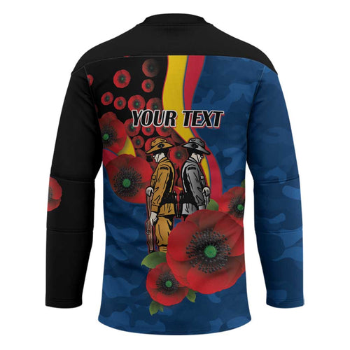 Adelaide Crows ANZAC Personalised Hockey Jersey Lest We Forget Poppy Camo