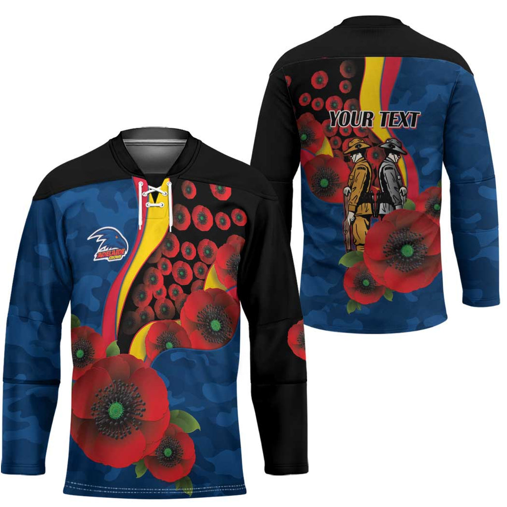 Adelaide Crows ANZAC Personalised Hockey Jersey Lest We Forget Poppy Camo