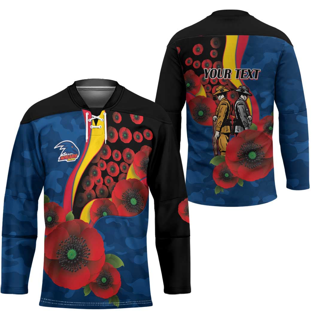 Adelaide Crows ANZAC Personalised Hockey Jersey Lest We Forget Poppy Camo