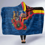 Adelaide Crows ANZAC Personalised Hooded Blanket Lest We Forget Poppy Camo