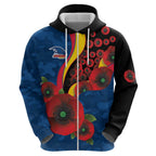 Adelaide Crows ANZAC Personalised Hoodie Lest We Forget Poppy Camo
