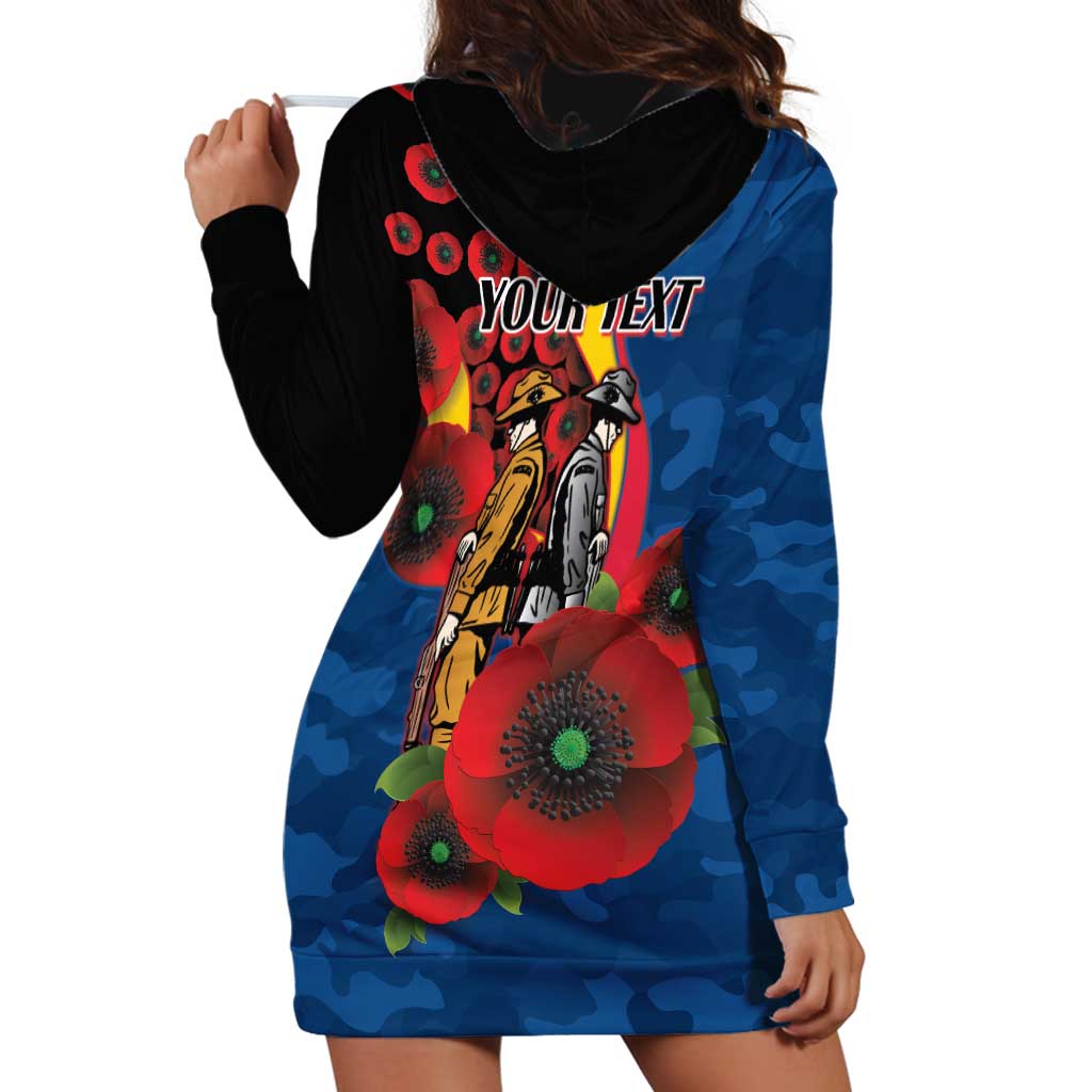 Adelaide Crows ANZAC Personalised Hoodie Dress Lest We Forget Poppy Camo