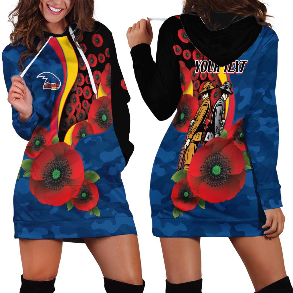 Adelaide Crows ANZAC Personalised Hoodie Dress Lest We Forget Poppy Camo