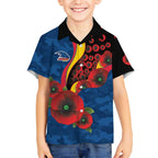 Adelaide Crows ANZAC Personalised Kid Hawaiian Shirt Lest We Forget Poppy Camo