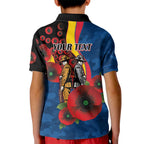 Adelaide Crows ANZAC Personalised Kid Polo Shirt Lest We Forget Poppy Camo