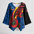 Adelaide Crows ANZAC Personalised Kimono Sleeve Blouse Lest We Forget Poppy Camo
