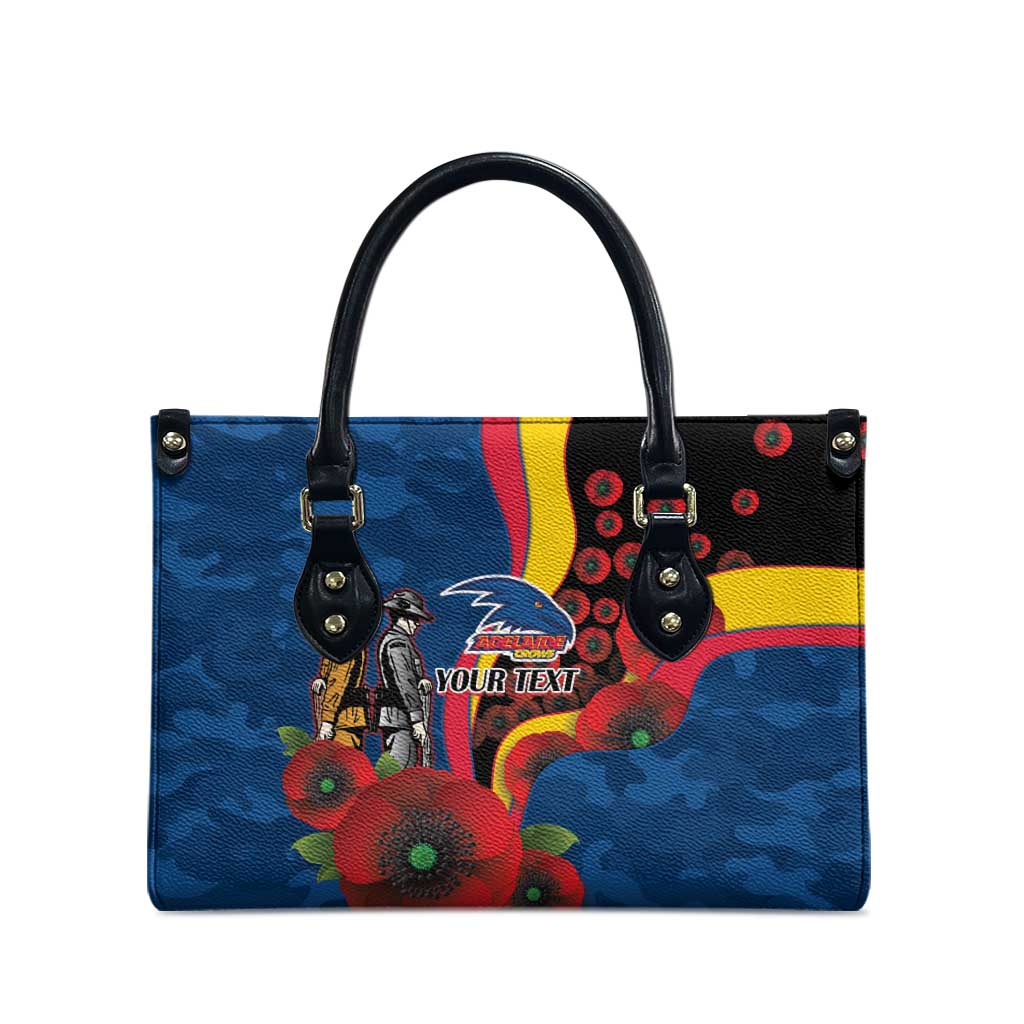 Adelaide Crows ANZAC Personalised Leather Bag Lest We Forget Poppy Camo