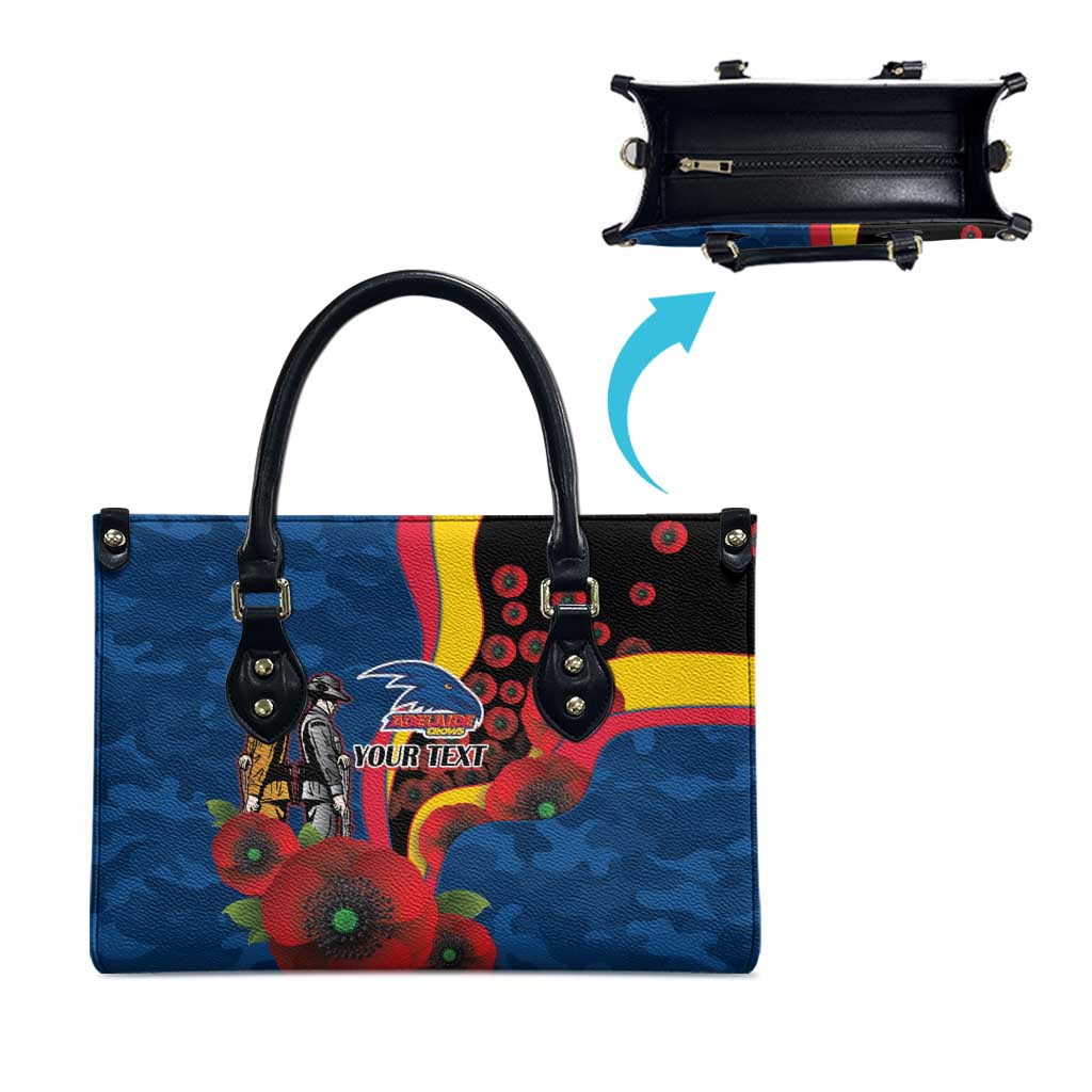 Adelaide Crows ANZAC Personalised Leather Bag Lest We Forget Poppy Camo