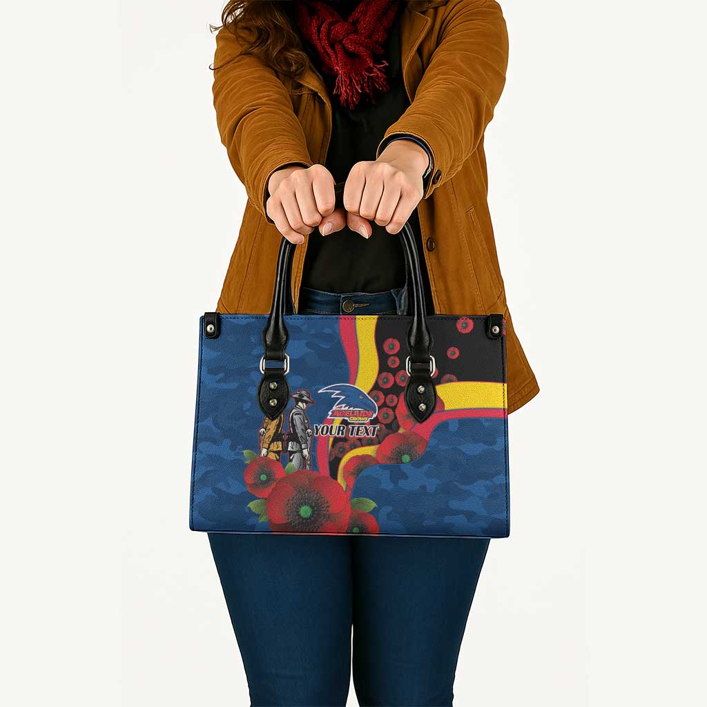 Adelaide Crows ANZAC Personalised Leather Bag Lest We Forget Poppy Camo