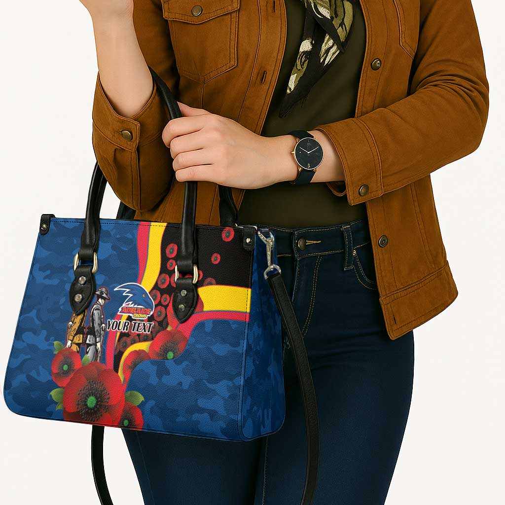 Adelaide Crows ANZAC Personalised Leather Bag Lest We Forget Poppy Camo