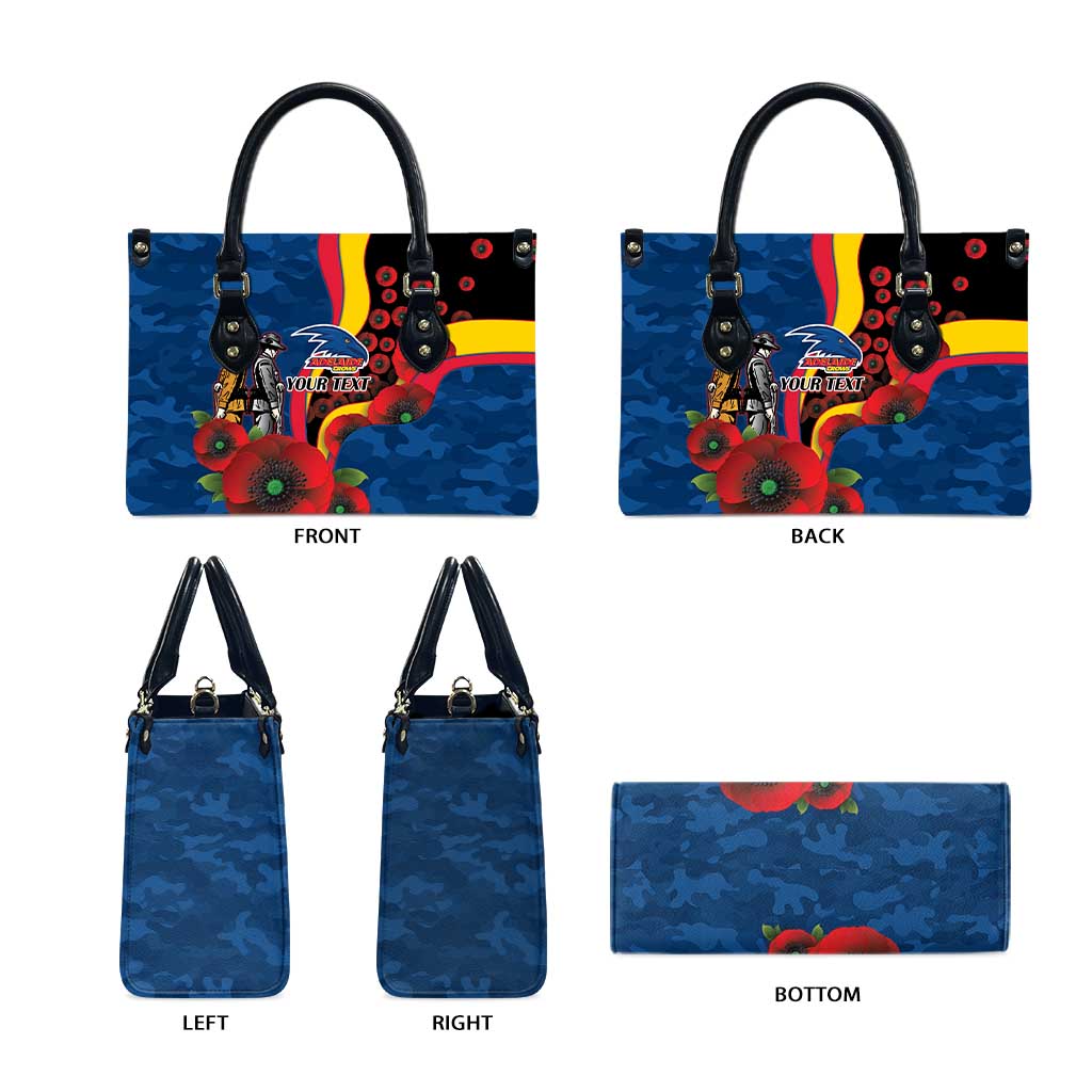 Adelaide Crows ANZAC Personalised Leather Bag Lest We Forget Poppy Camo
