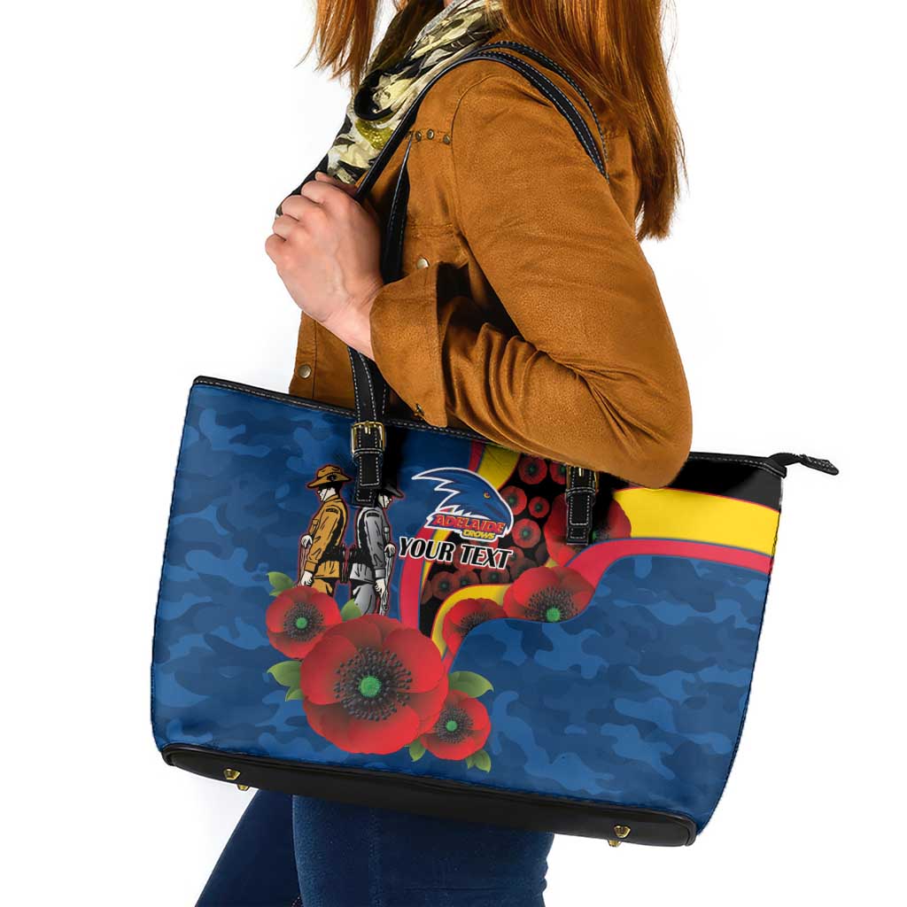 Adelaide Crows ANZAC Personalised Leather Tote Bag Lest We Forget Poppy Camo