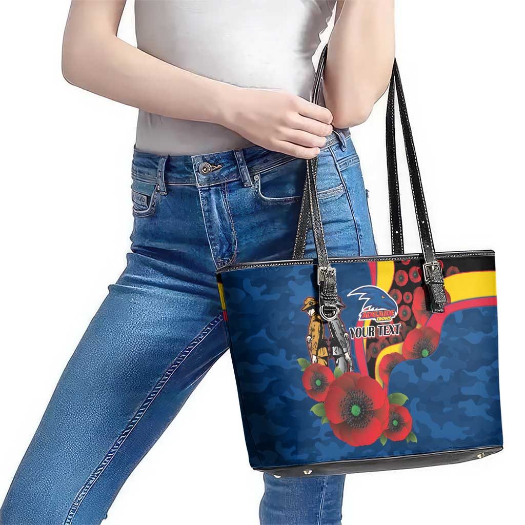 Adelaide Crows ANZAC Personalised Leather Tote Bag Lest We Forget Poppy Camo