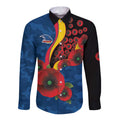Adelaide Crows ANZAC Personalised Long Sleeve Button Shirt Lest We Forget Poppy Camo