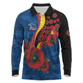 Adelaide Crows ANZAC Personalised Long Sleeve Polo Shirt Lest We Forget Poppy Camo